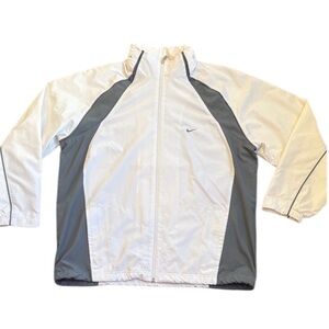 Nike Lightweight Windbreaker Men’s XL White Hide Away Hood Full Zip